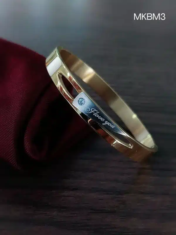 I Love You Design Kada Bracelet for Men | Stylish Gold-Plated Kada Bracelet for Men