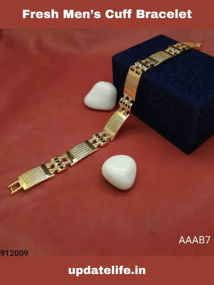 Hand Bracelet for Men | Gold Plated Stylish Openable Bracelet
